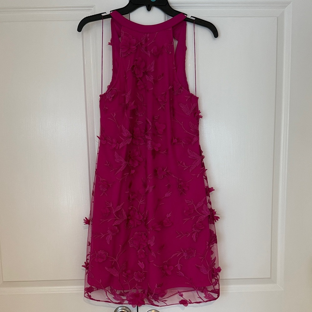 Adrianna Papell Vibrant Pink Floral Mini Dress